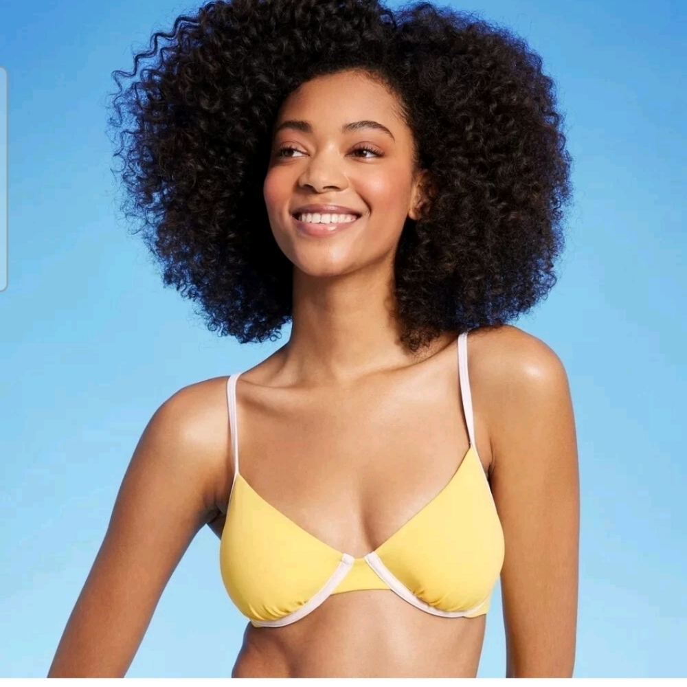 Women's Underwire Contrast Band Bikini Top - Shade & Shore Yellow 34C